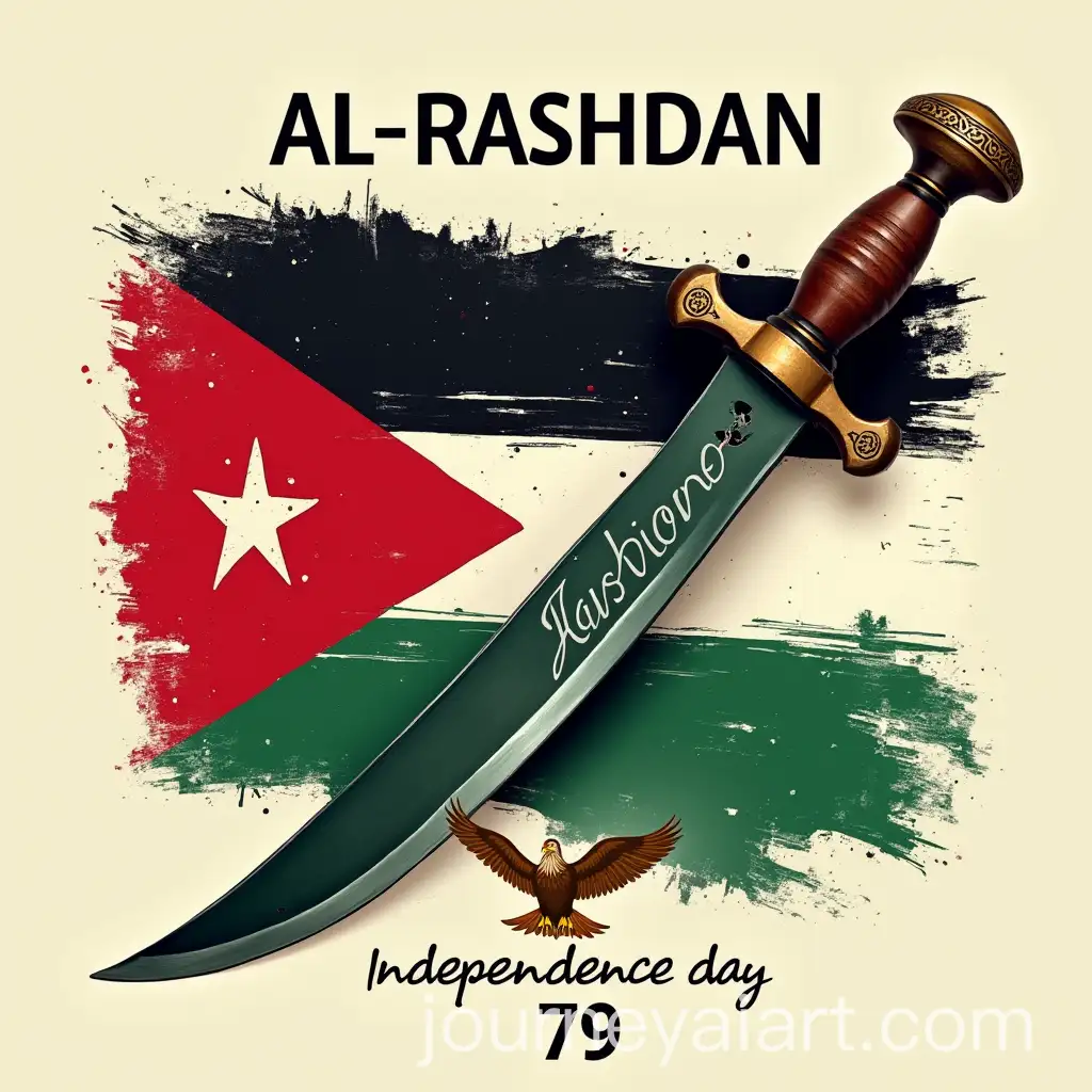 Jordans-Independence-Day-Celebration-with-Traditional-Arab-Sword-and-Eagle-SymbolAI-Art-Prompt-Expansionism