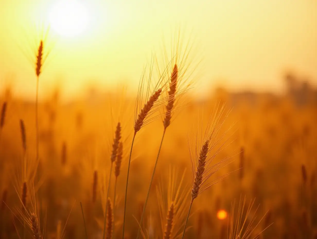 golden wheat field and sunny day