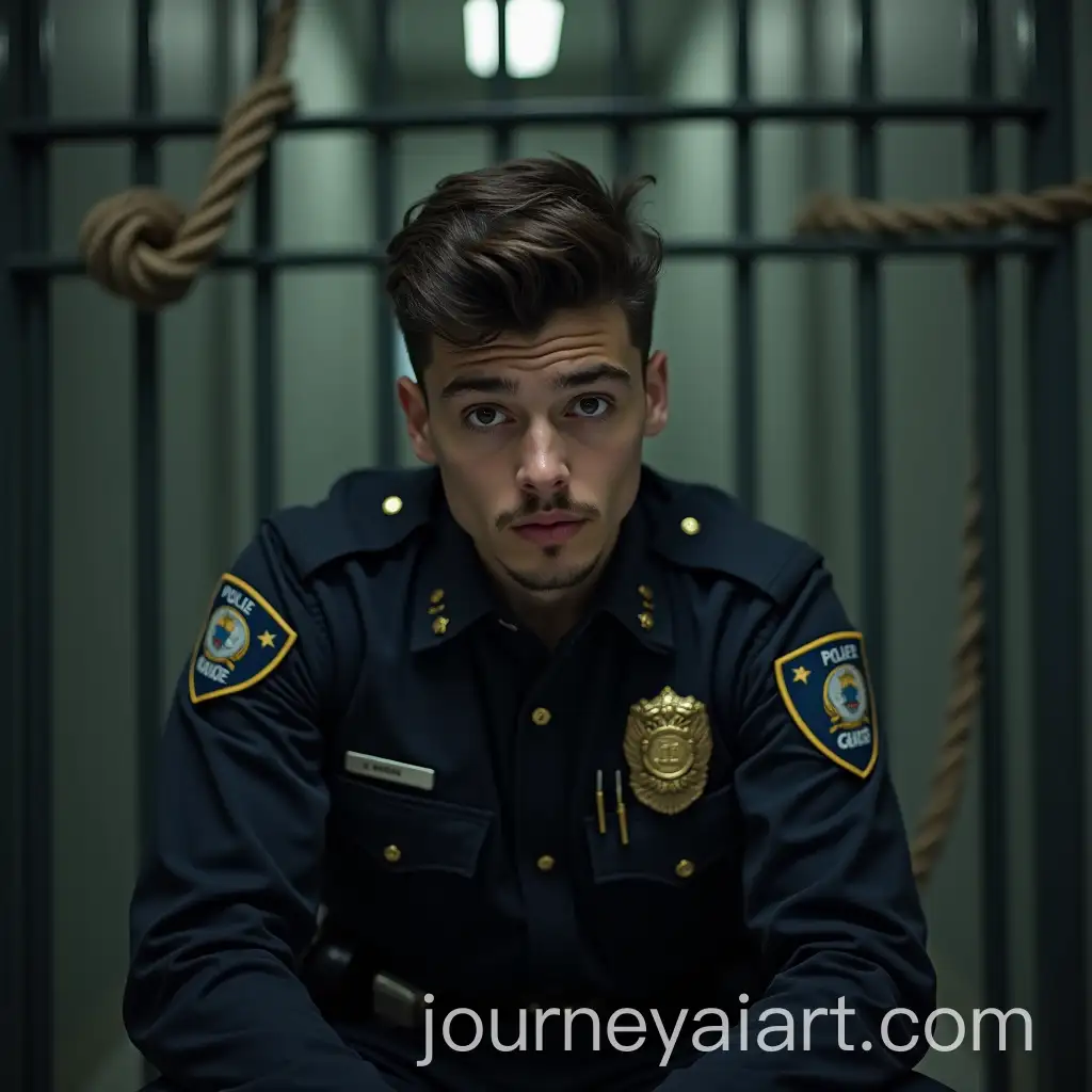 Young-Male-Police-Officer-Bound-in-Prison-CellAI-Image-Prompt-Expansion-Overwhelmed-and-Tied