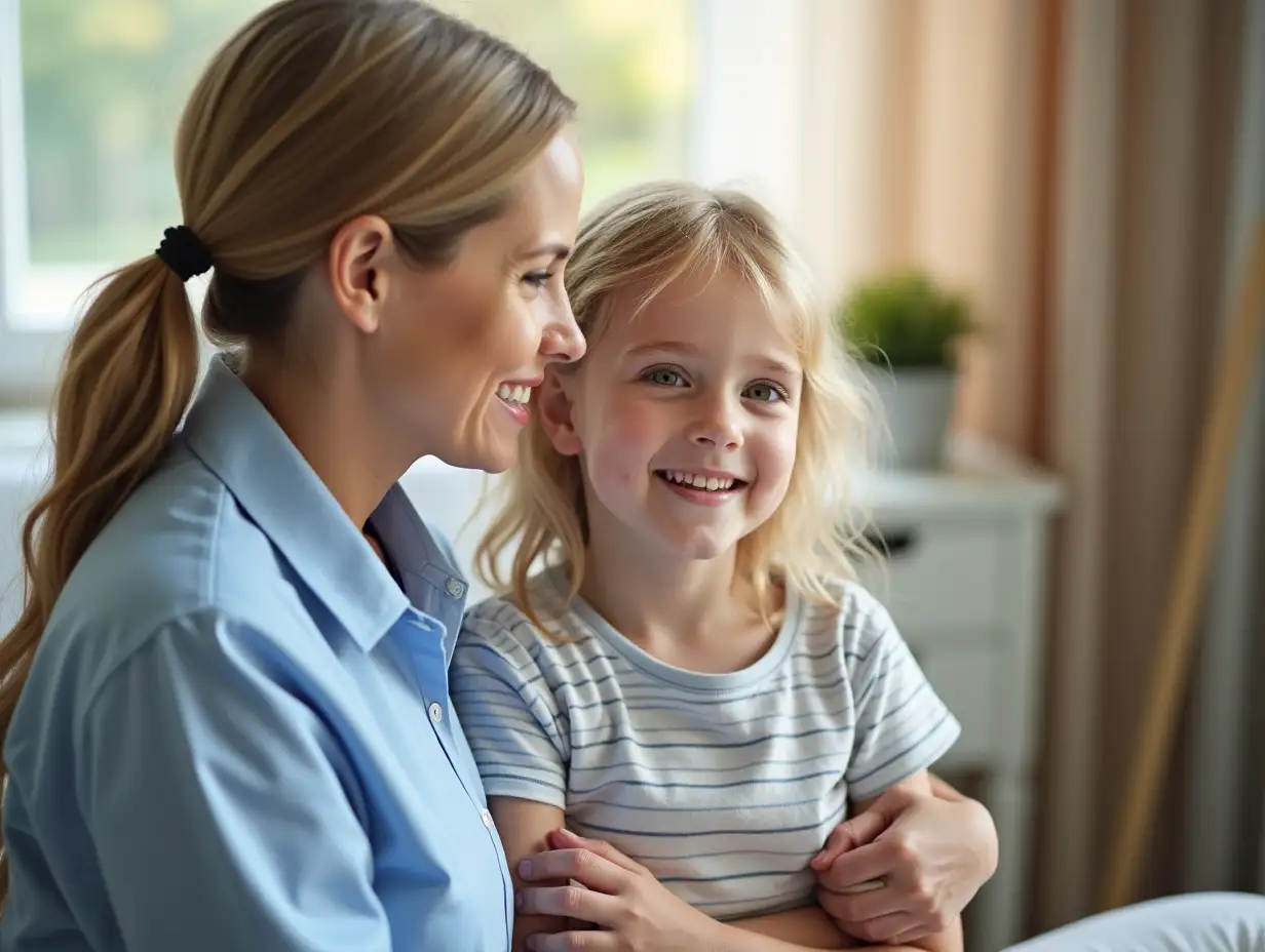 Girl-with-Cancer-Supported-by-Caregiver-in-Hospital-Room