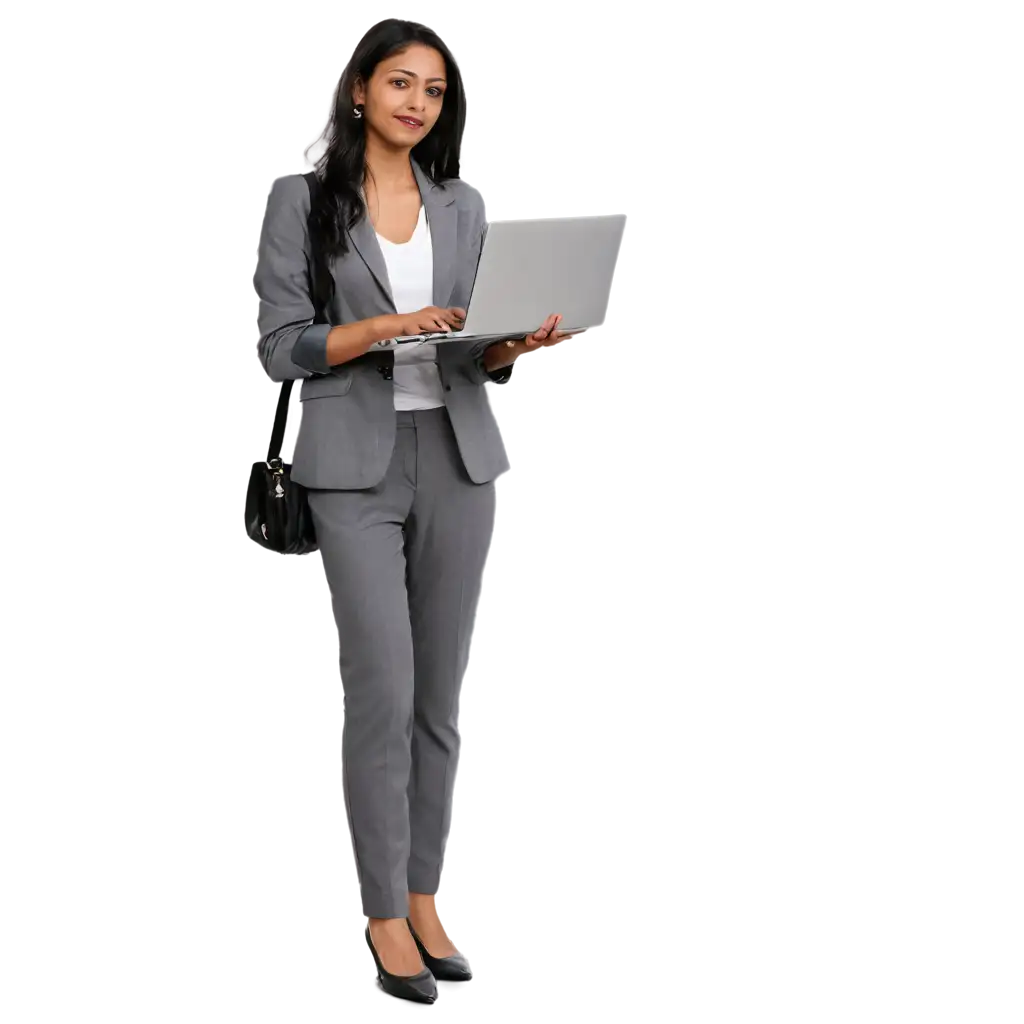 Indian-Business-Woman-with-Laptop-PNG-for-Professional-Poster-Design