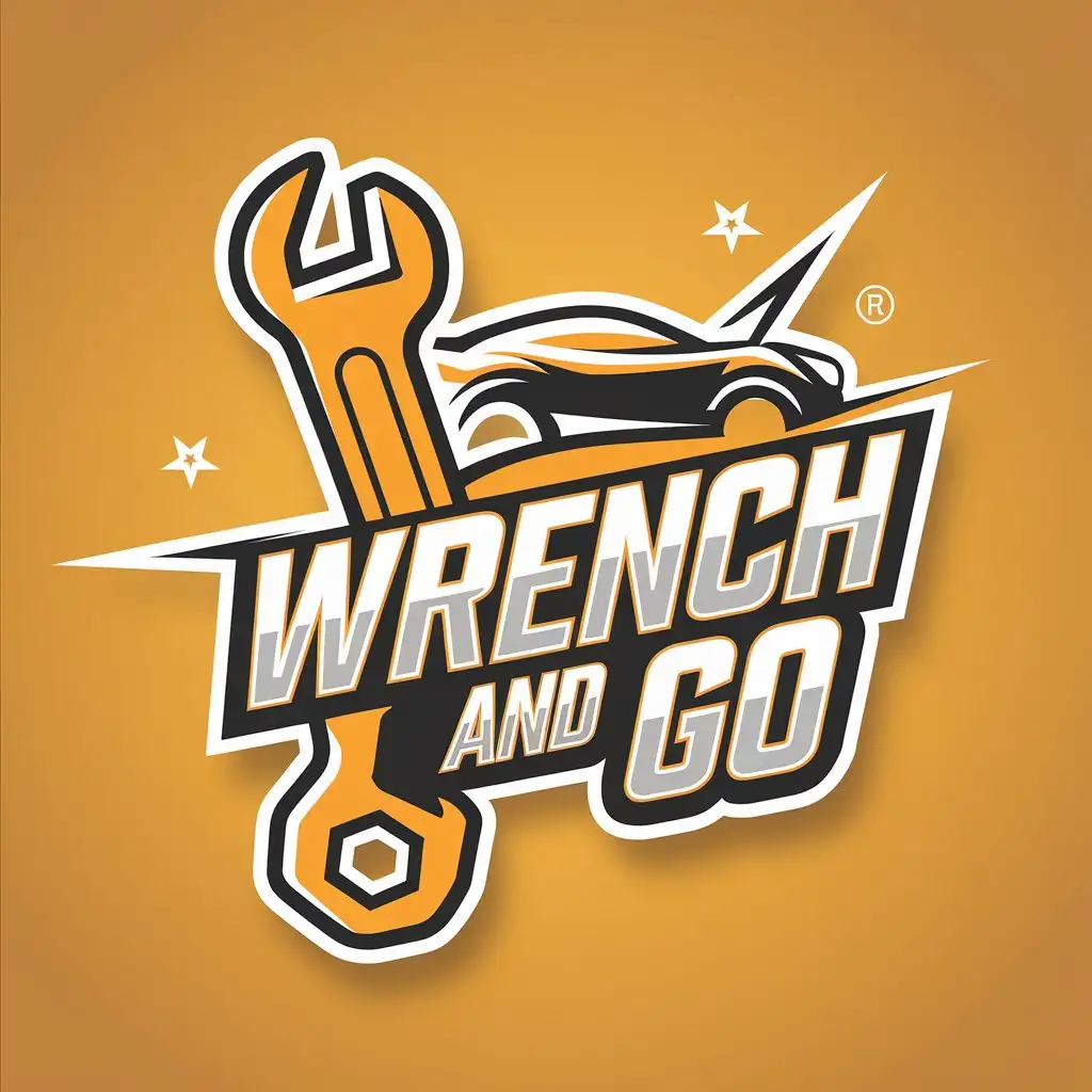 LOGO Design for Wrench and Go Modern Orange Wrench and Car Theme