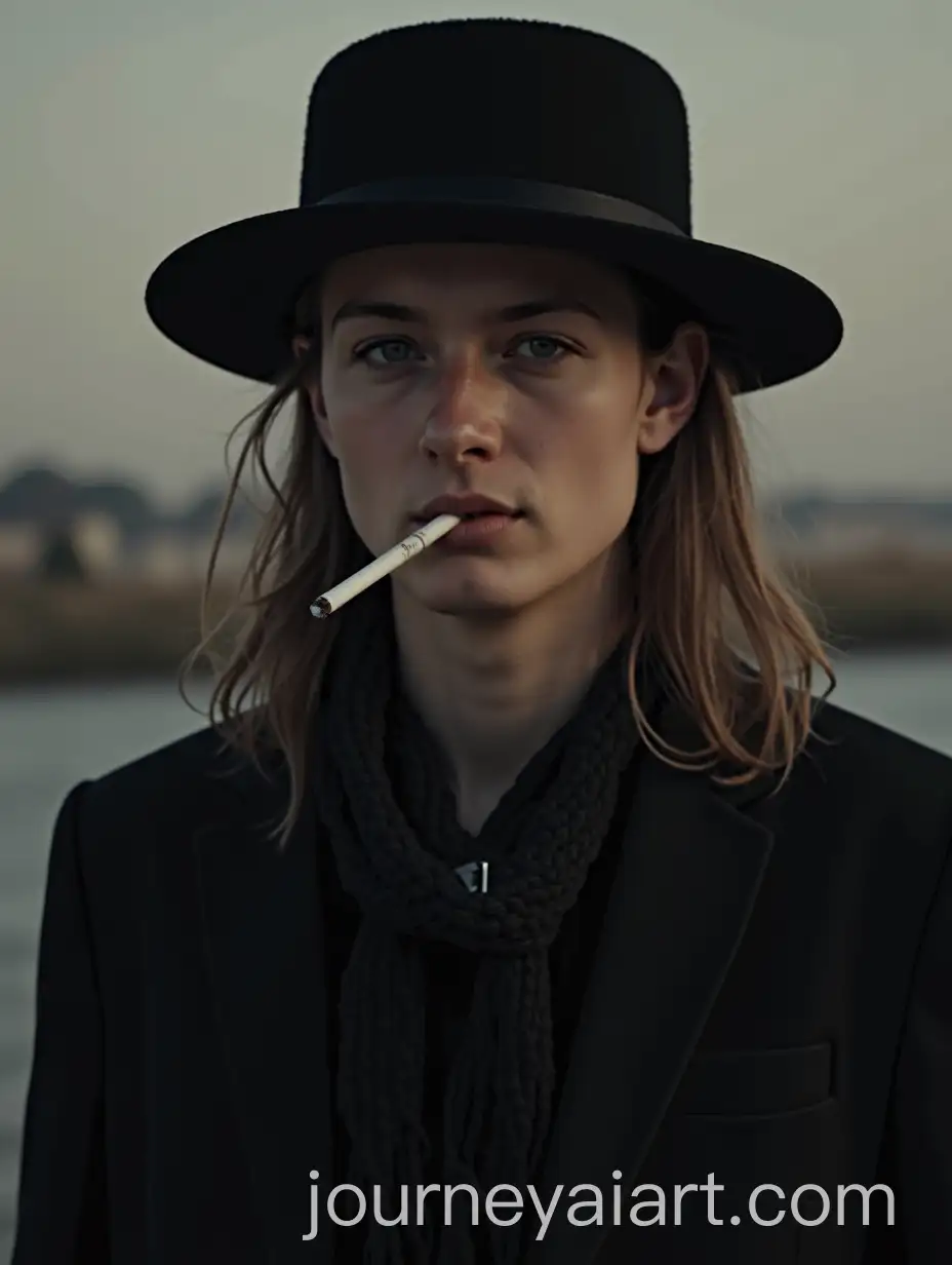 Person-in-Black-Outfit-with-Cigarette-in-Mouth