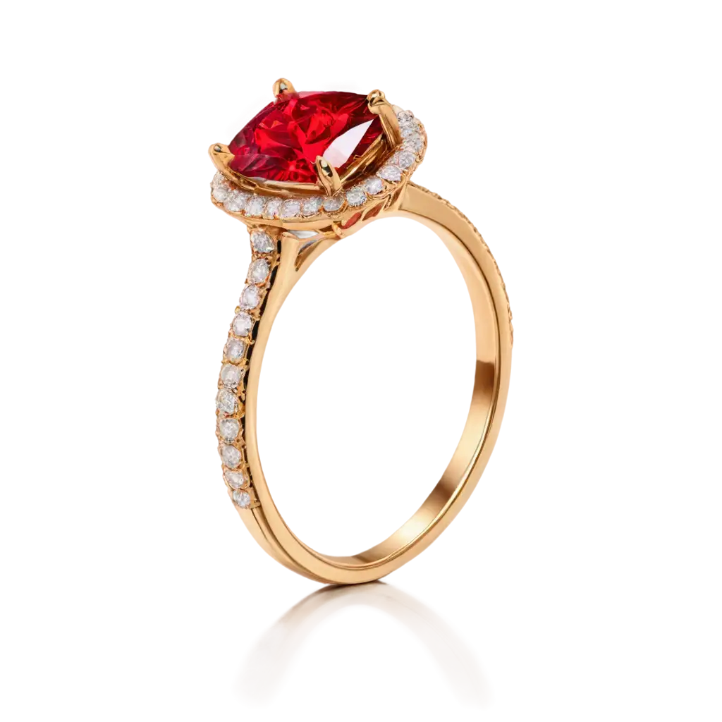 Luxury-Golden-Ring-with-Red-Diamond-PNG-HighResolution-Jewelry-Design-for-Digital-Use