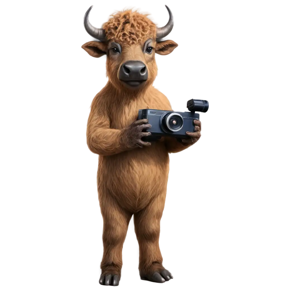 HighQuality-PNG-Image-of-a-Buffalo-Holding-a-Video-Camera