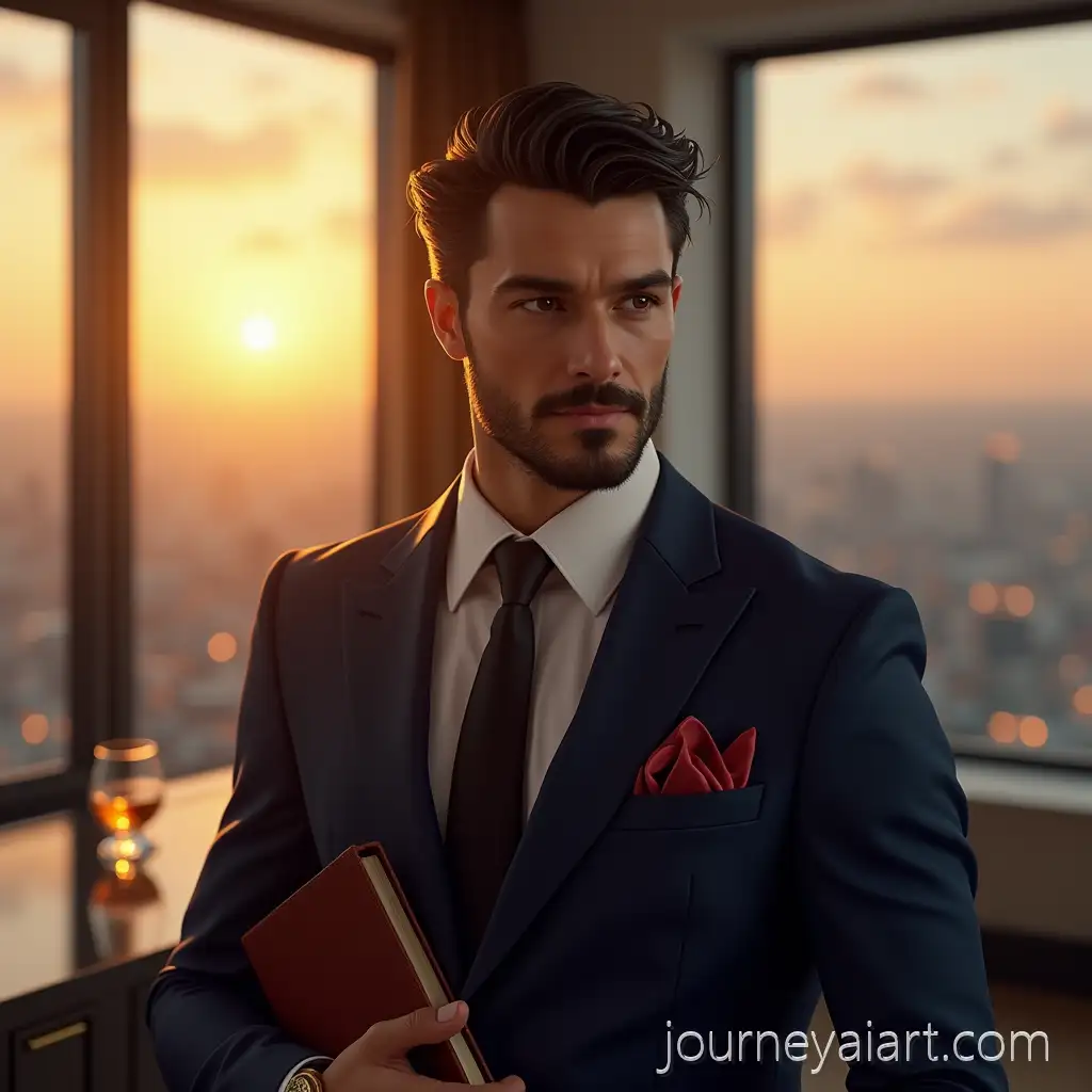 Powerful-CEO-Portrait-in-Luxurious-Penthouse-Office-at-Sunset