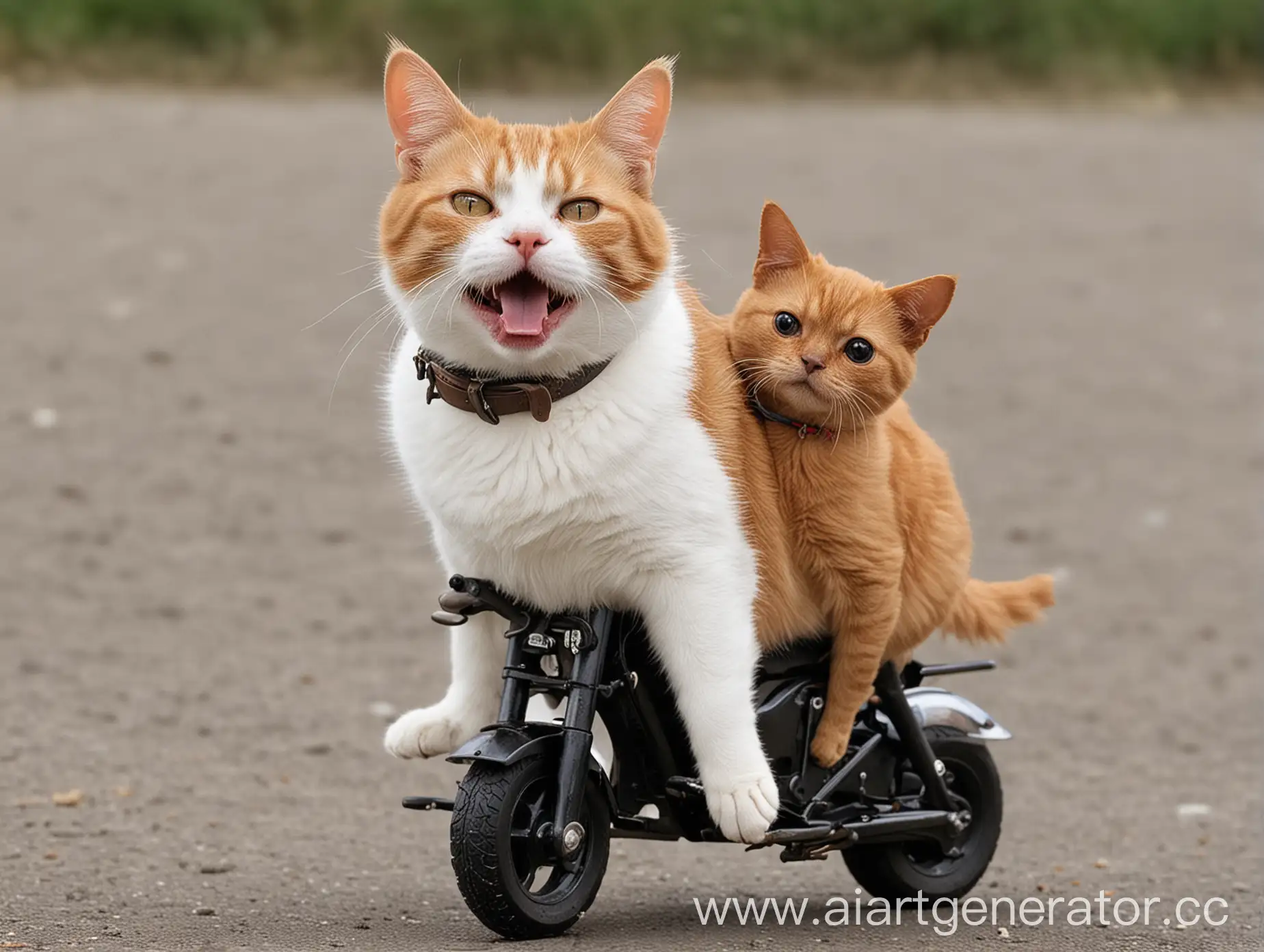 Playful-Cat-Riding-a-Small-Dog