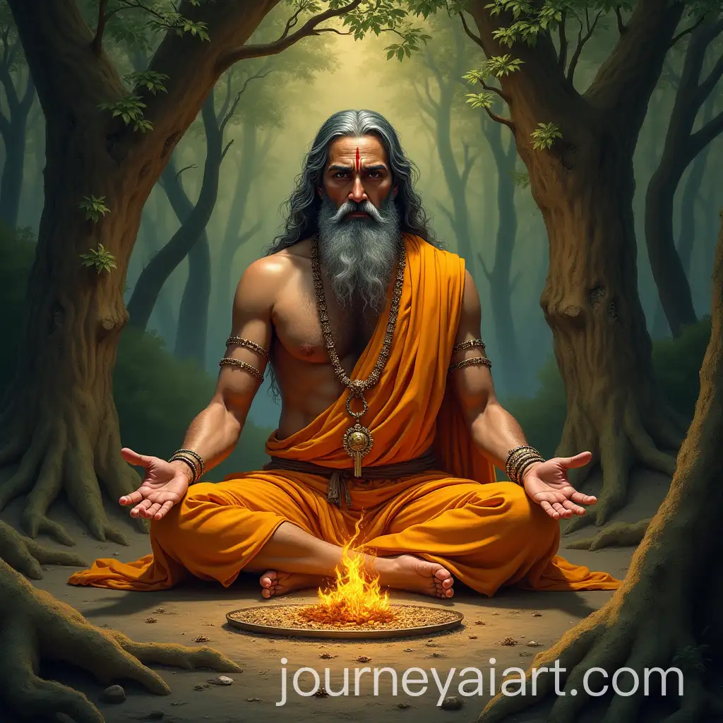Sage-Narad-Muni-Performing-Penance-in-a-Forest-Den