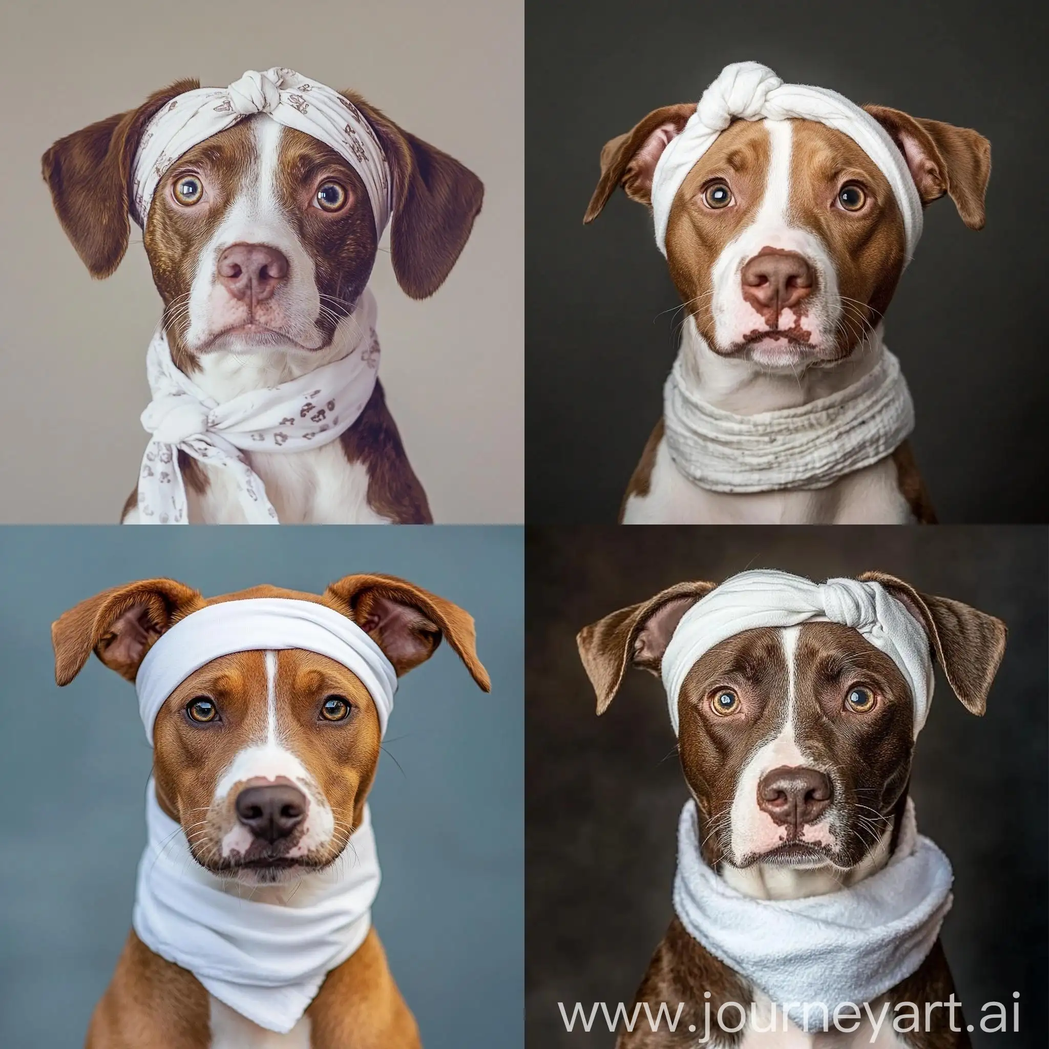 Curious-Brown-and-White-Dog-Wearing-a-White-Headband