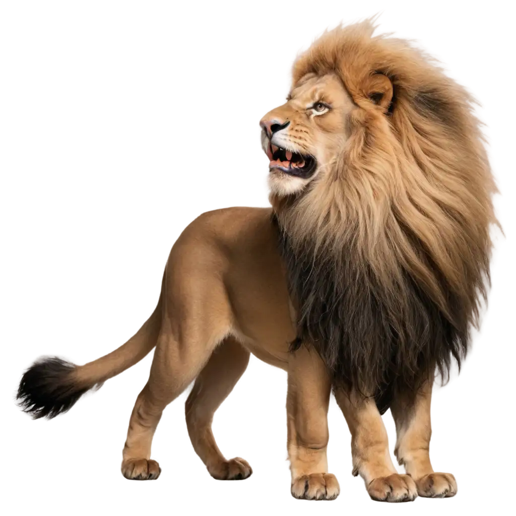 PNG-Image-of-Leon-with-Giant-Mane-Roaring-in-Profile-Stunning-Artistic-Representation