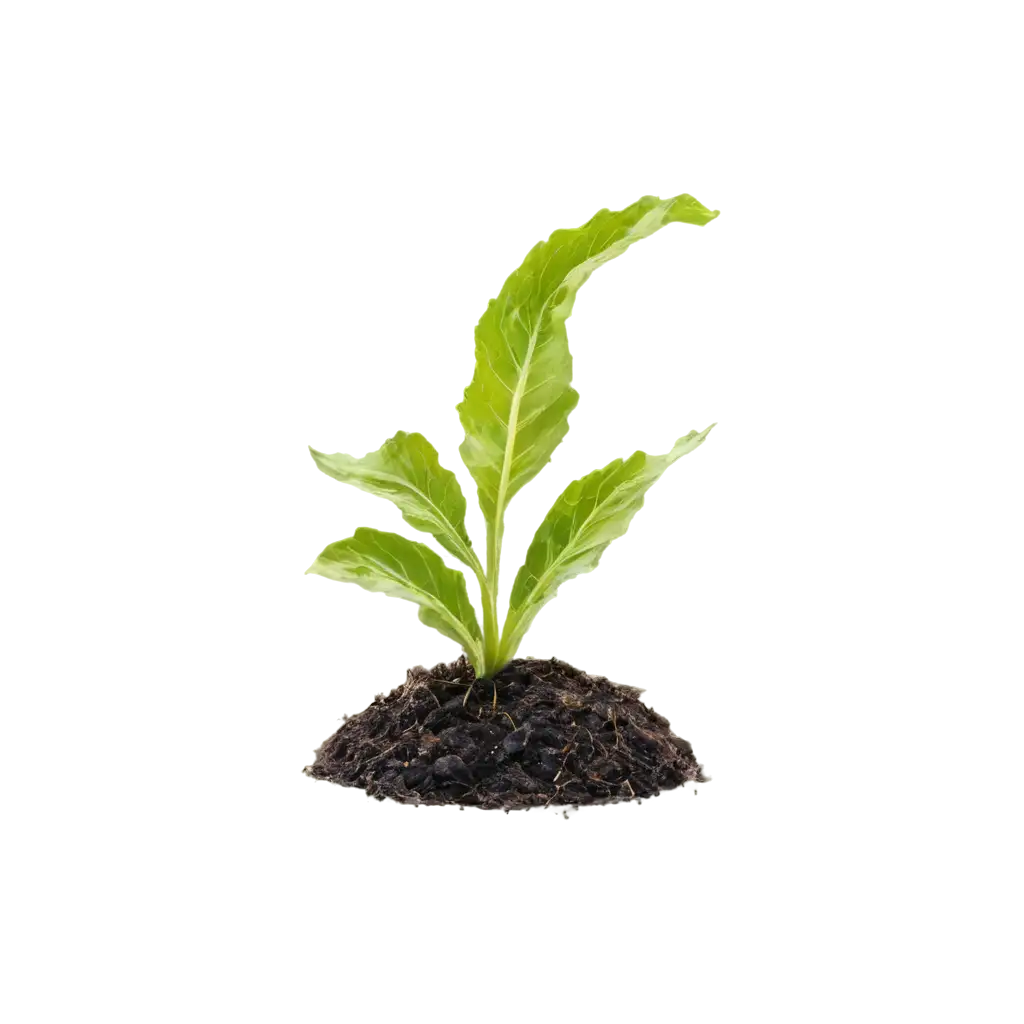 Tuft-of-Salad-with-5-Leaves-Growing-on-Sandy-Hillock-of-Soil-PNG-Image-for-Clear-and-Crisp-Visual-Representation