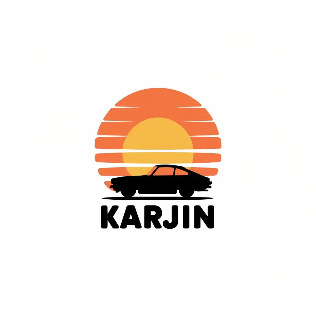 LOGO Design for Karzjin Japan Sunset in Anime Style with Car Horizon and Piston Motif