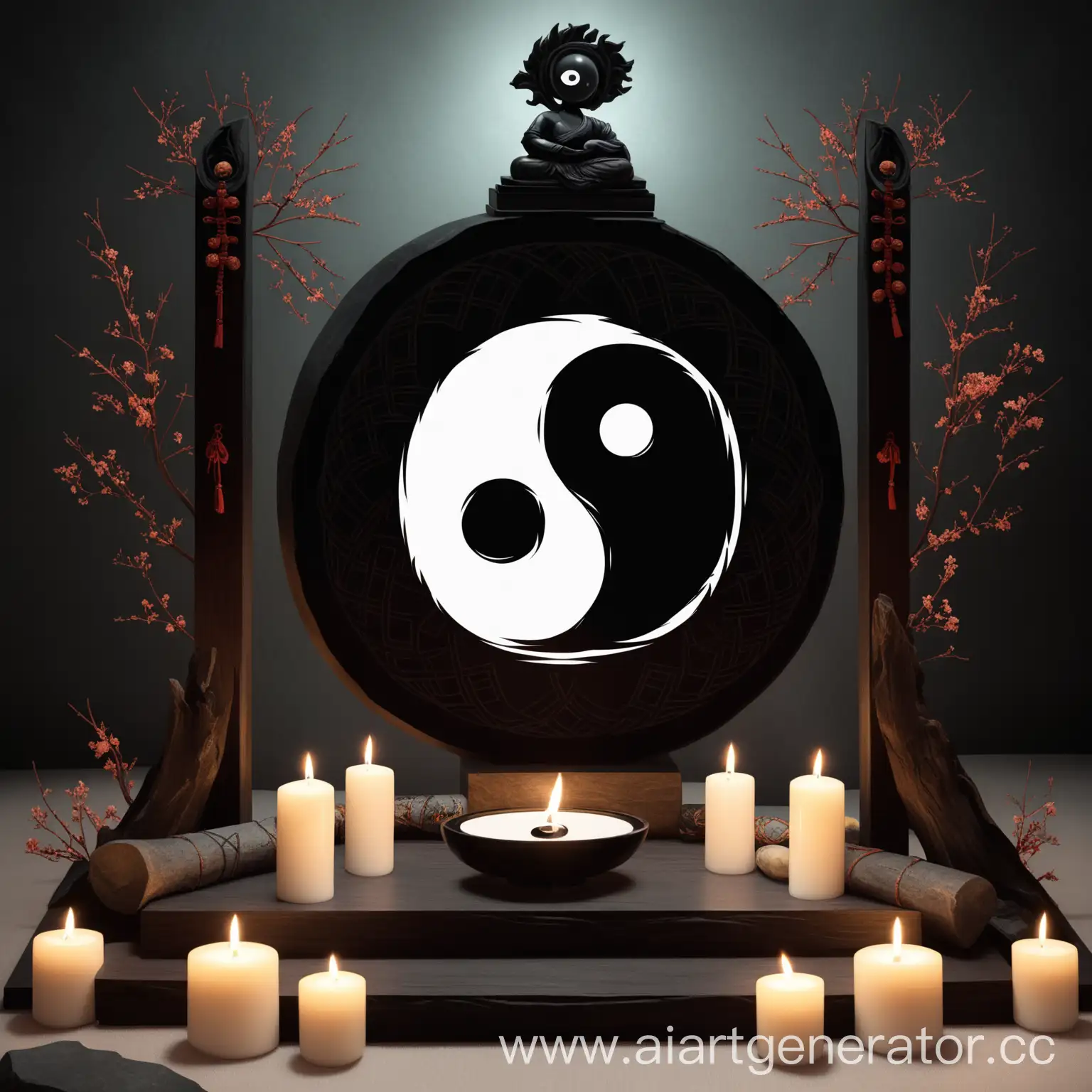 Yin-Yang-Altar-with-Balance-Symbol-in-Zen-Meditation-Room