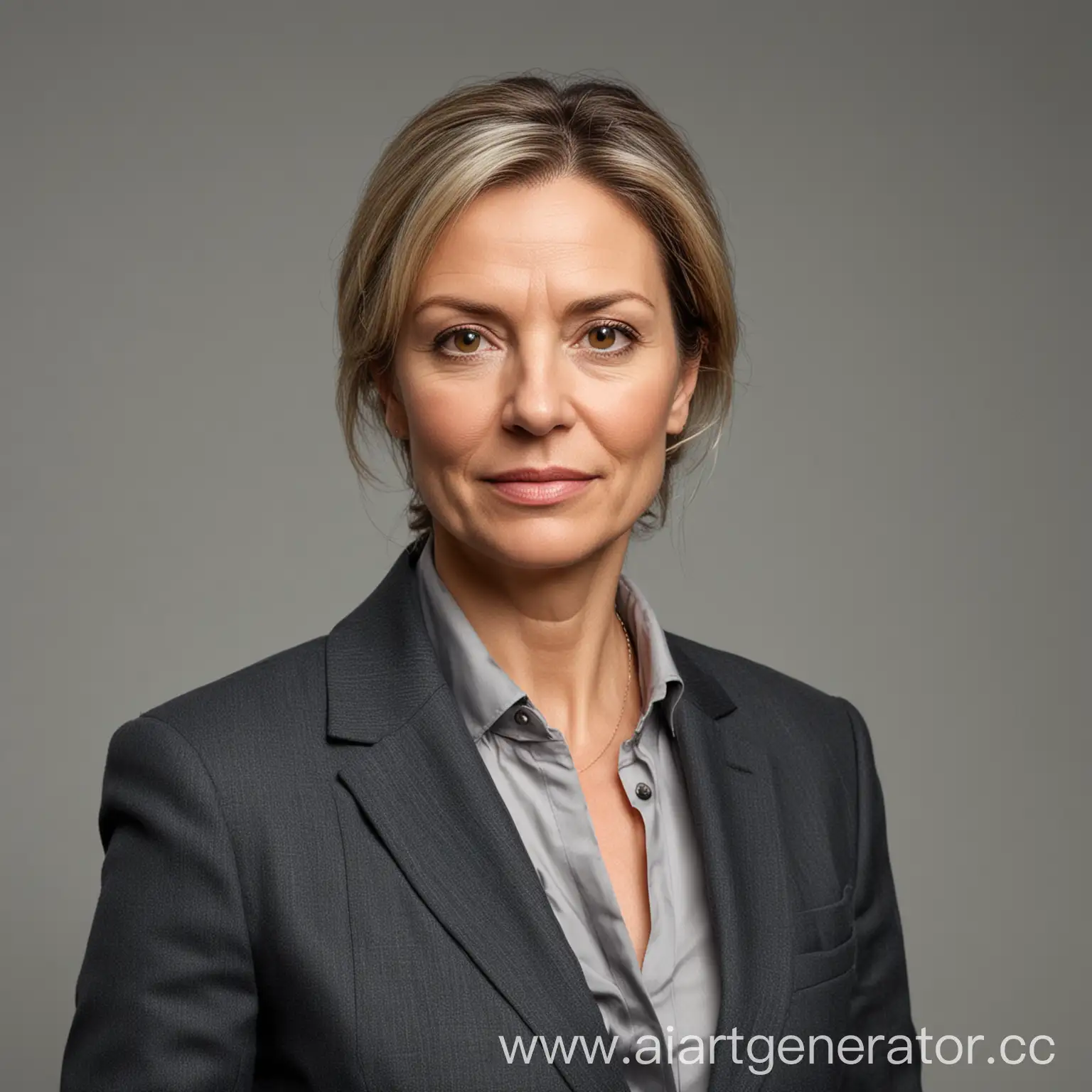 Professional-Woman-in-a-Suit-WaistUp-Portrait-on-Gray-Background