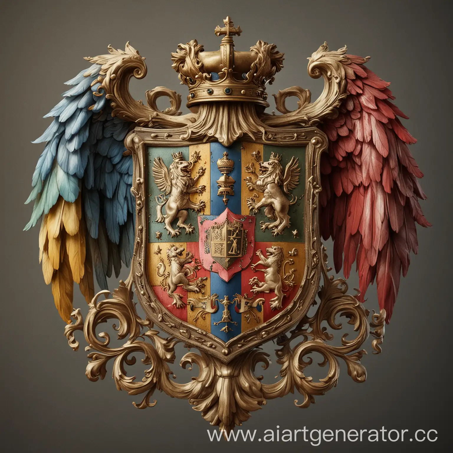 Multicolored-Heraldic-Coat-of-Arms-with-Vintage-Award-Design