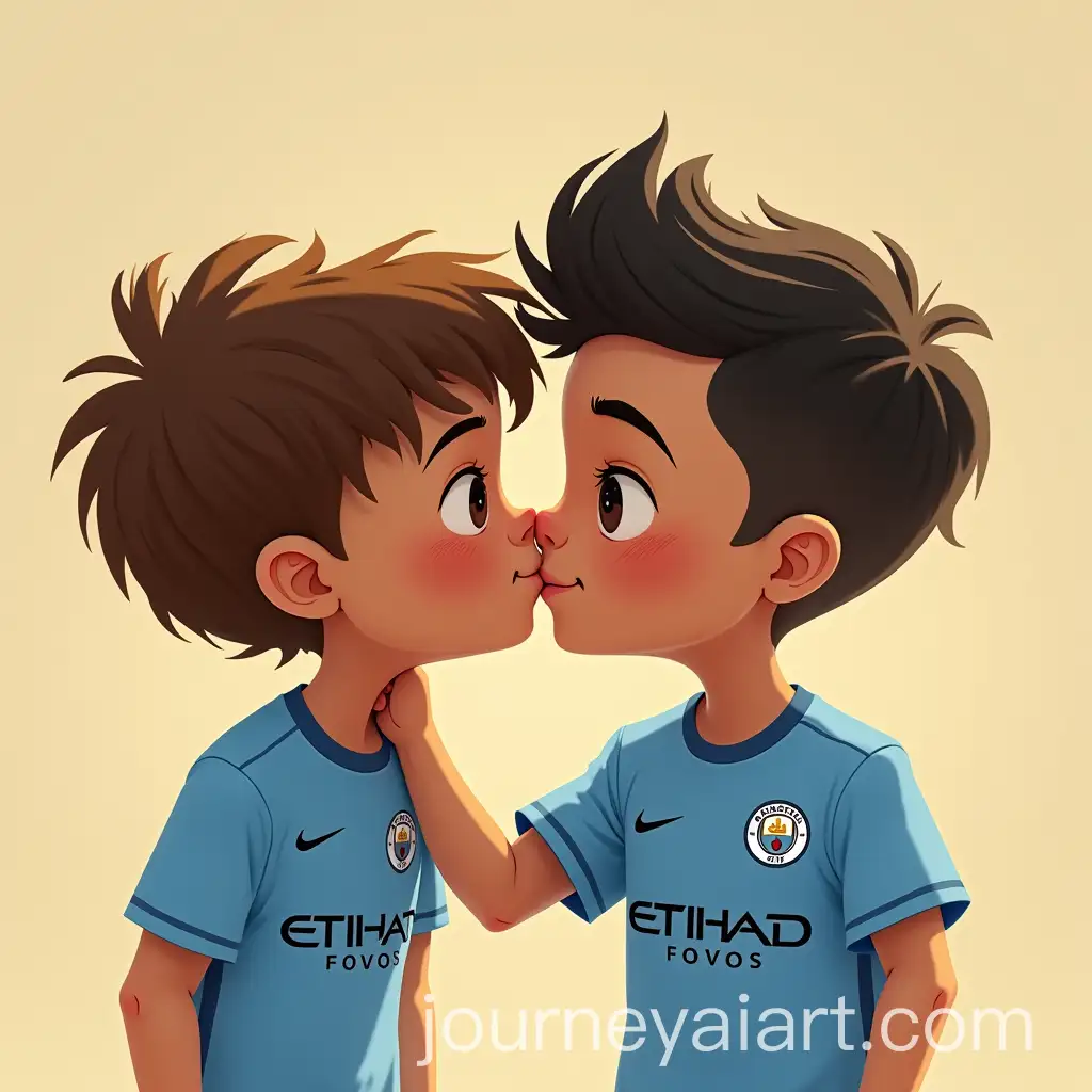 Animated-Children-in-Manchester-City-Jerseys-Sharing-a-Sweet-Moment