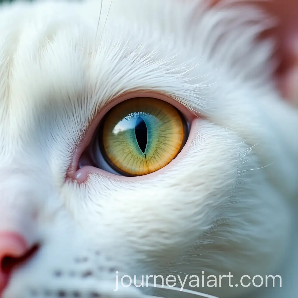 Closeup-of-a-White-Cat-with-Unique-Eyes-One-Green-and-One-Blue