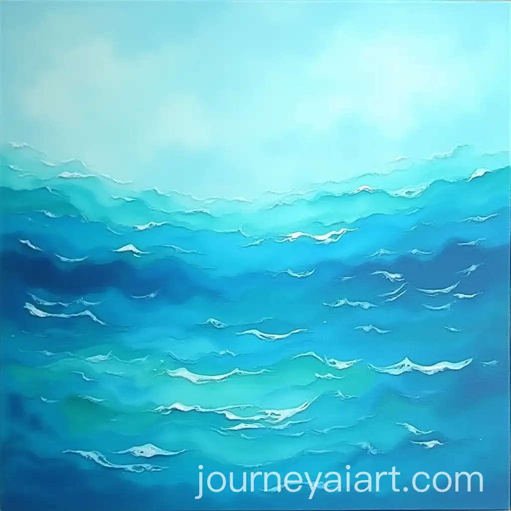 Blue-and-Green-Sea-Wave-Oil-Painting-Wallpaper