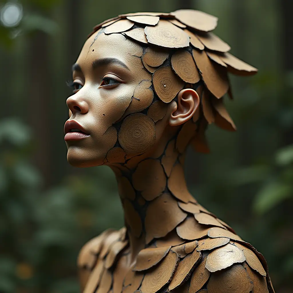 Mother-Nature-Creature-with-Wooden-Skin-Head-and-Neck