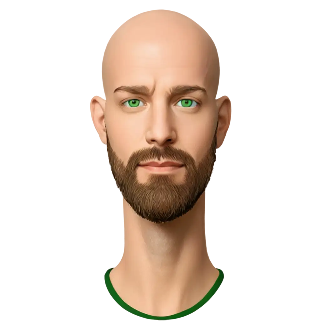 Stunning-PNG-Portrait-Bald-Bearded-Man-with-Green-Eyes