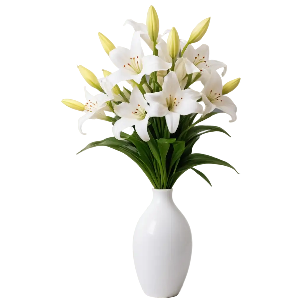 HighDefinition-Lily-Bouquet-in-White-Flower-Vase-PNG-Image-for-Clear-and-Crisp-Visuals