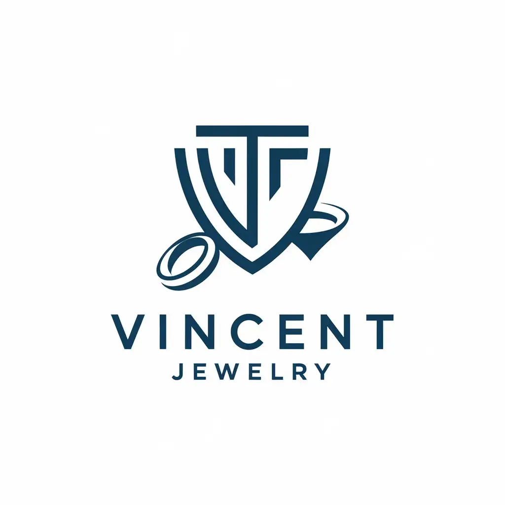 LOGO-Design-For-Vincent-Jewelry-Morandi-Blue-Shield-and-Jewelry-Theme