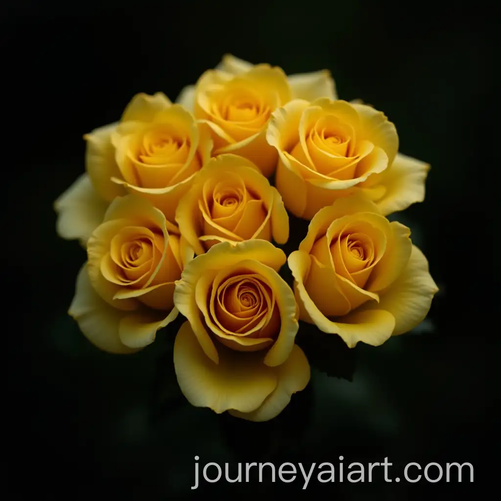 Yellow-Roses-Bouquet-on-Dark-Background