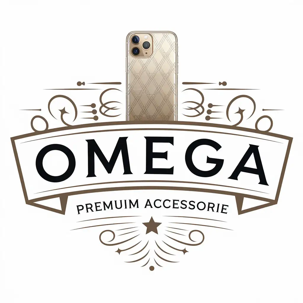 LOGO Design for Omega Premium Accessories Modern Smartphone Accessories with Clear Background