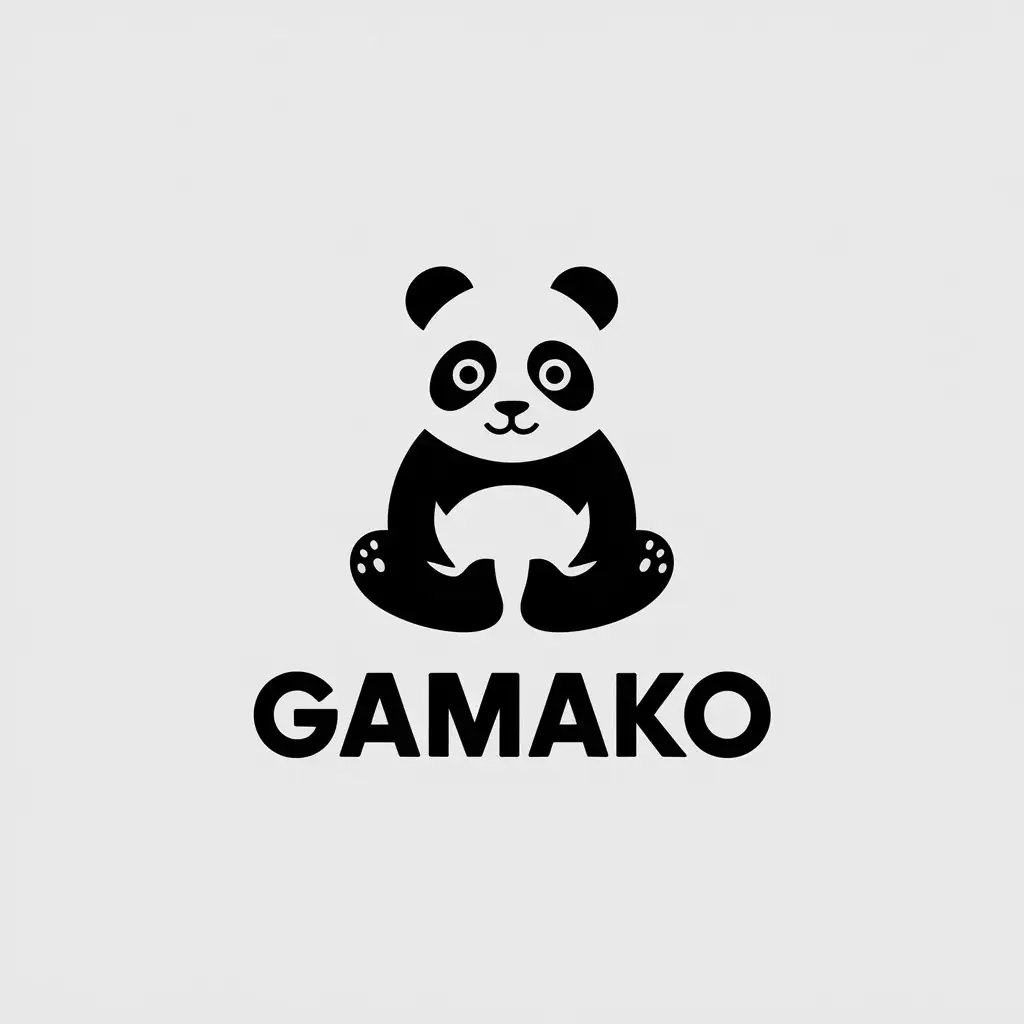 LOGO-Design-for-Gamako-Minimalist-Panda-Mascot-with-Clear-Background