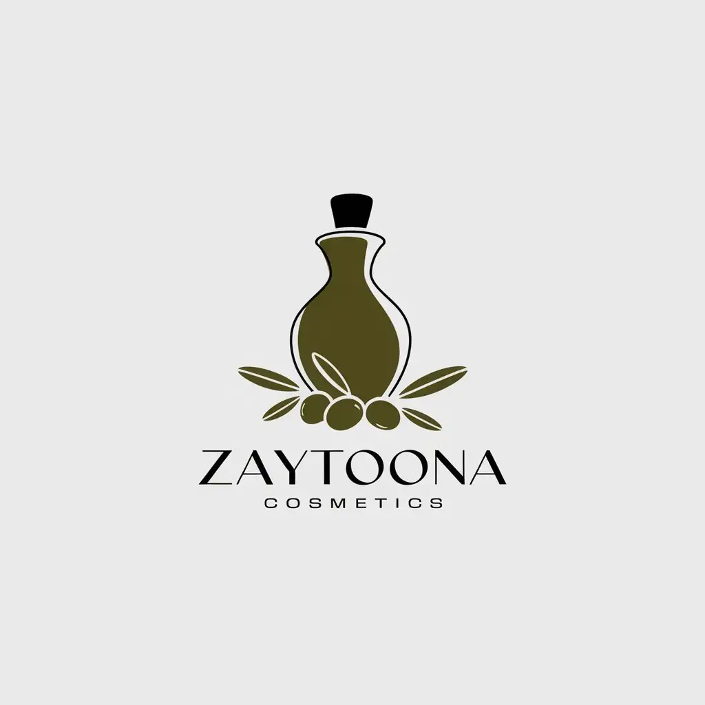 LOGO Design for Zaytoona Cosmetics Olive Oil Symbol in Minimalistic Style for Beauty Spa Industry