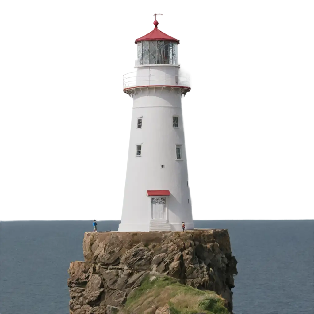 Boy-Standing-on-Lighthouse-with-Boats-Approaching-PNG-Image-for-Clarity-and-Detail