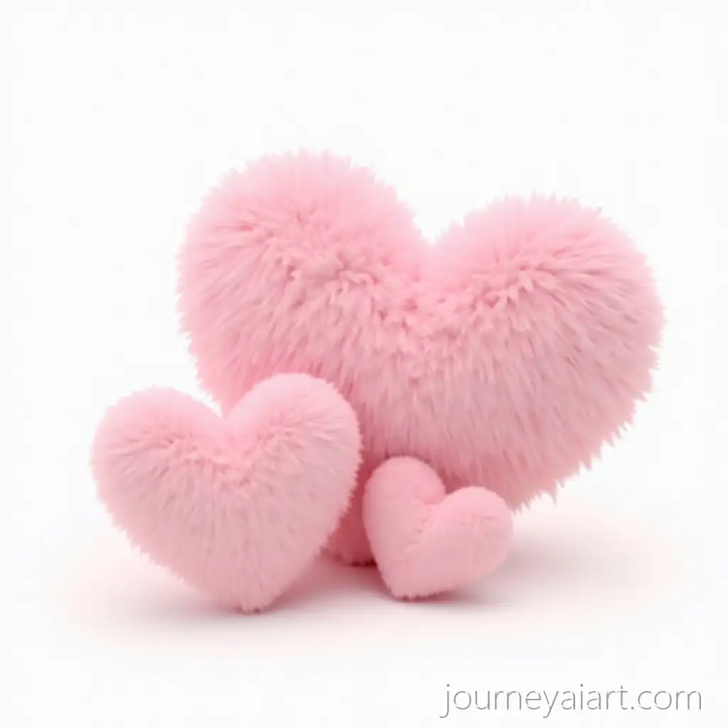 Three-Fluffy-Hearts-in-Pastel-Pink-with-Soft-Fur-Texture-for-Web-Parallax-Effect
