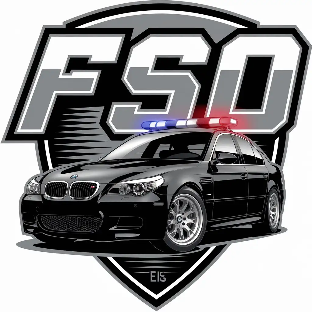 LOGO Design for FSO Graffiti Style with Black BMW M5 E60 and Strobe Police Lights