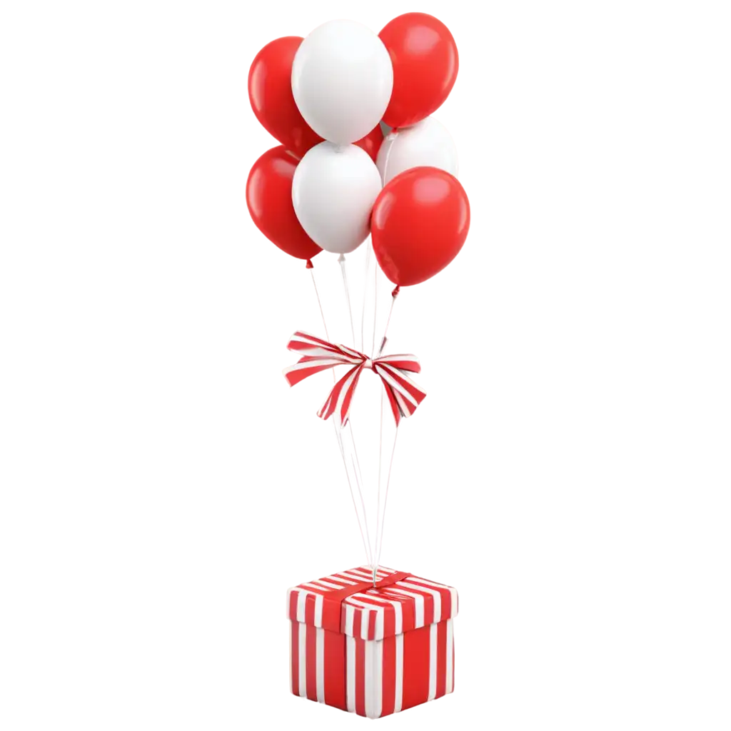 Elegant-Red-and-White-3D-Balloons-Tied-to-a-Gift-Box-PNG-for-Celebratory-Designs