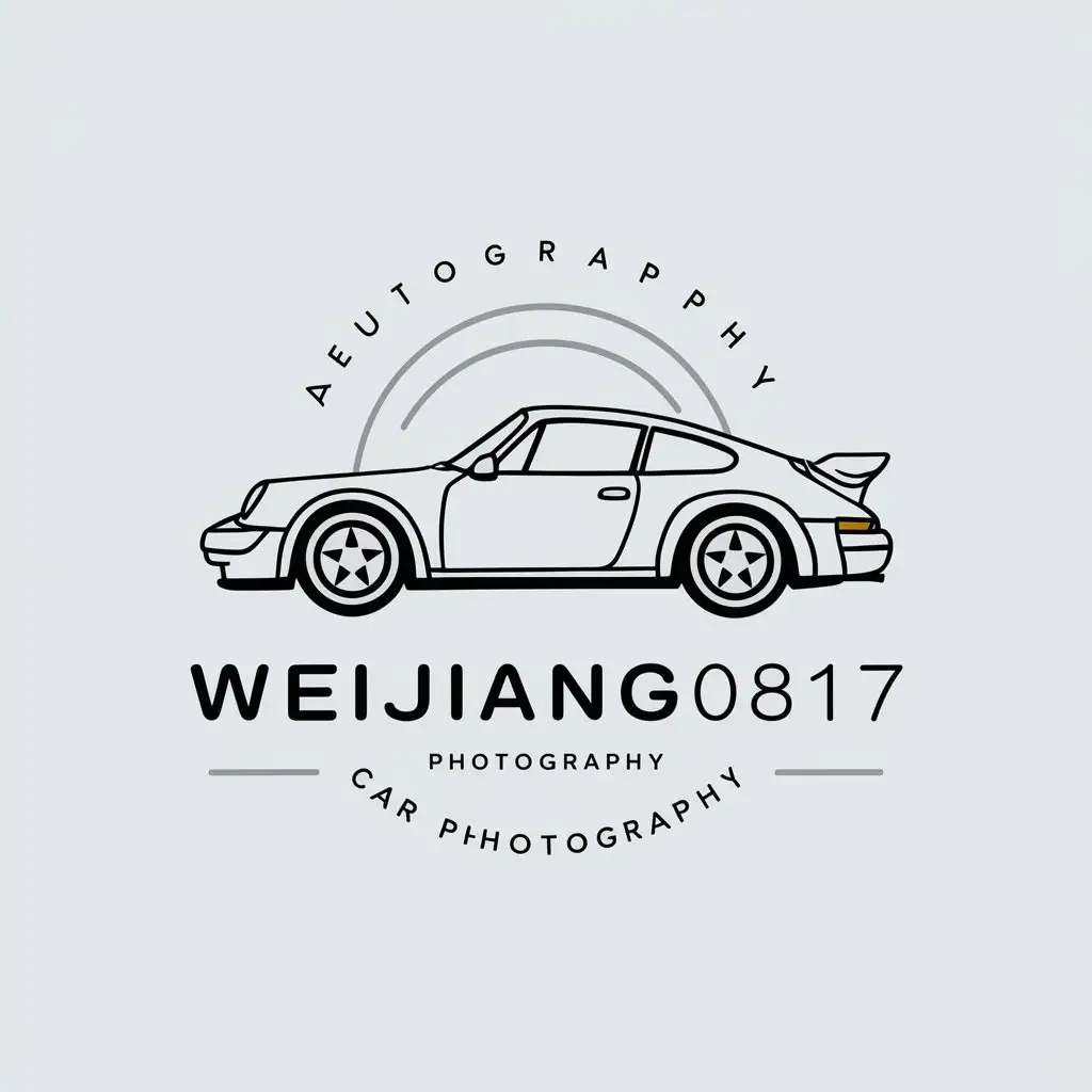 a vector logo design,with the text "WEIJIANGYU0817", main symbol:Car photography,Moderate,be used in Automotive industry,clear background