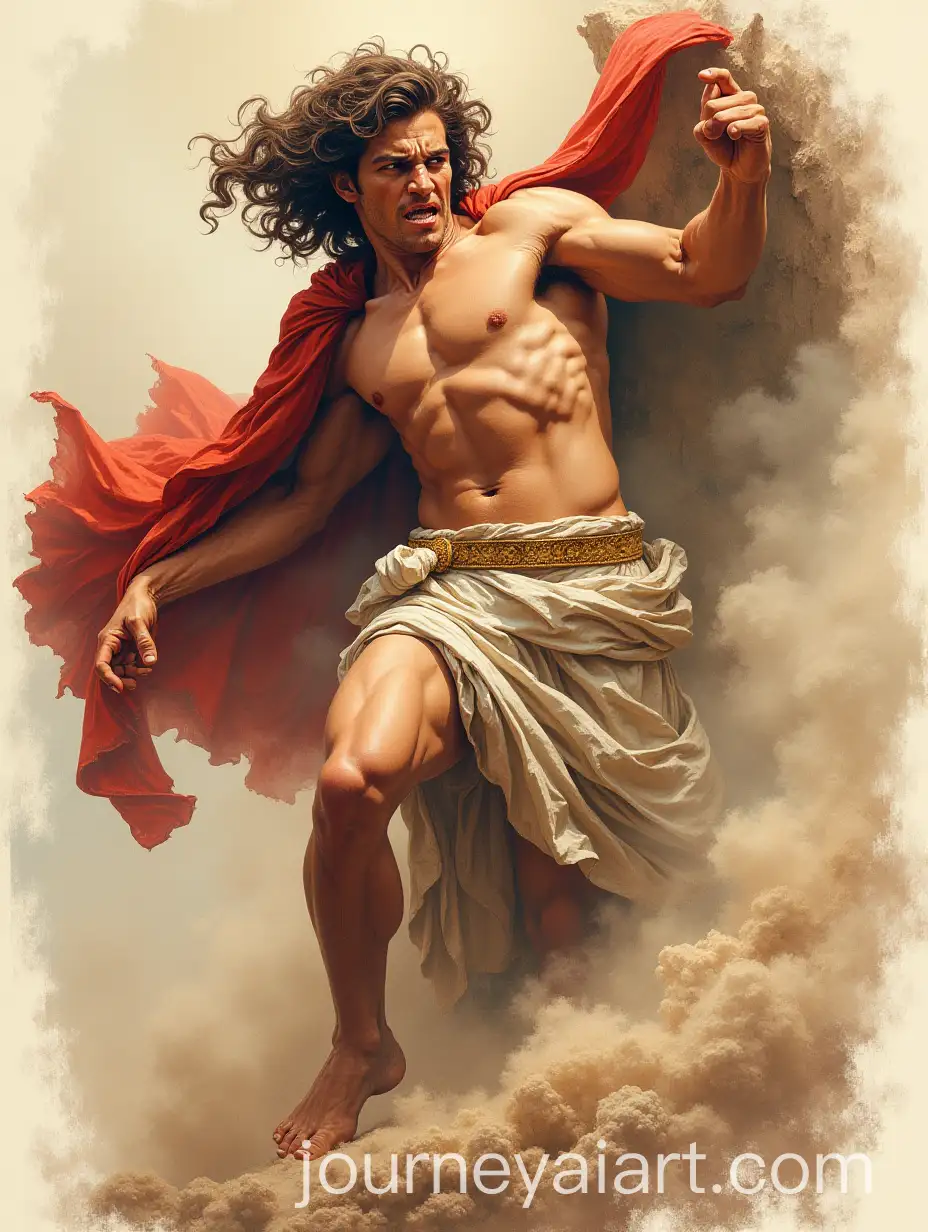 Angry-Greek-God-Apollo-in-Classic-Color-Drawing