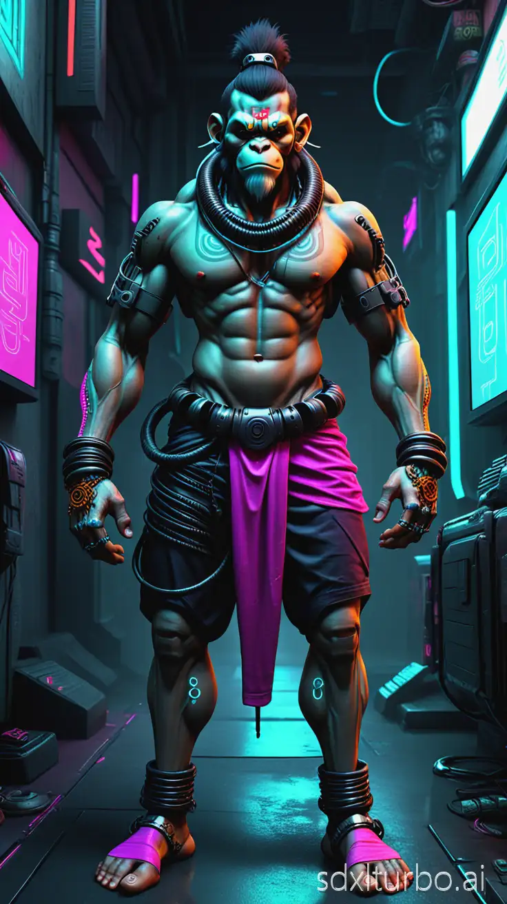 cyberpunk, hanuman full body, all colors