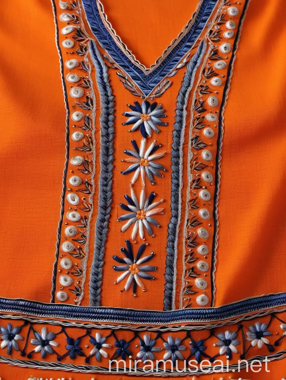 Embroidery on Orange Womens Tunic