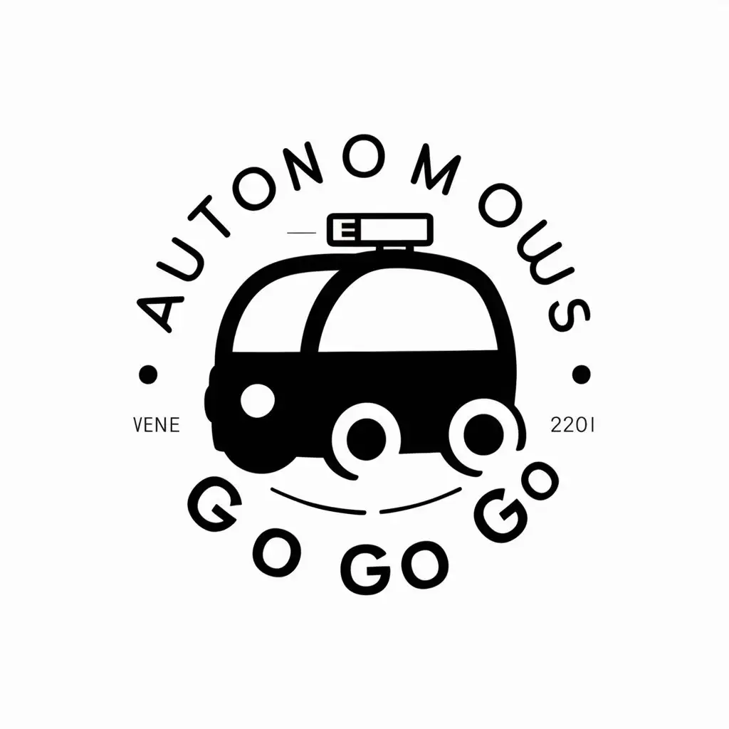 a vector logo design,with the text "Autonomous Vehicle Go Go Go", main symbol:autonomous vehicle,Moderate,clear background