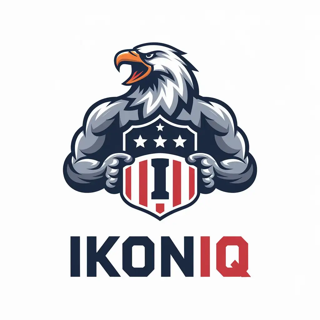 LOGO Design for ikoniq Screaming Eagle with American Shield and Letter I