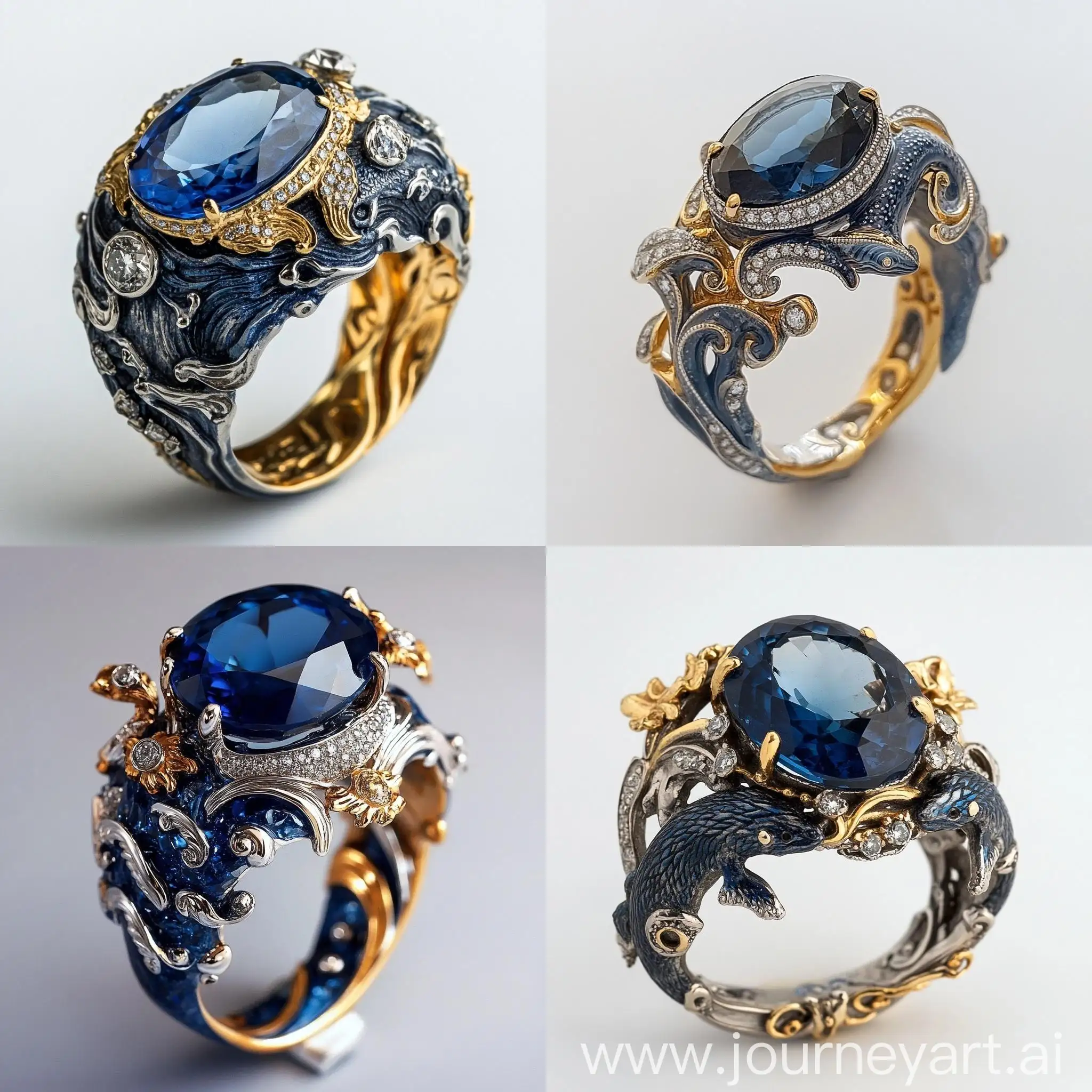 Oceanthemed-Oval-Sapphire-Ring-with-Whale-and-Sea-Waves