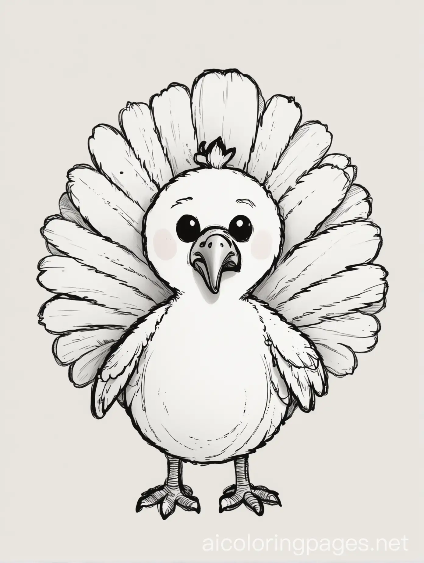 Cute-Thanksgiving-Turkey-Coloring-Page-with-Ample-White-Space