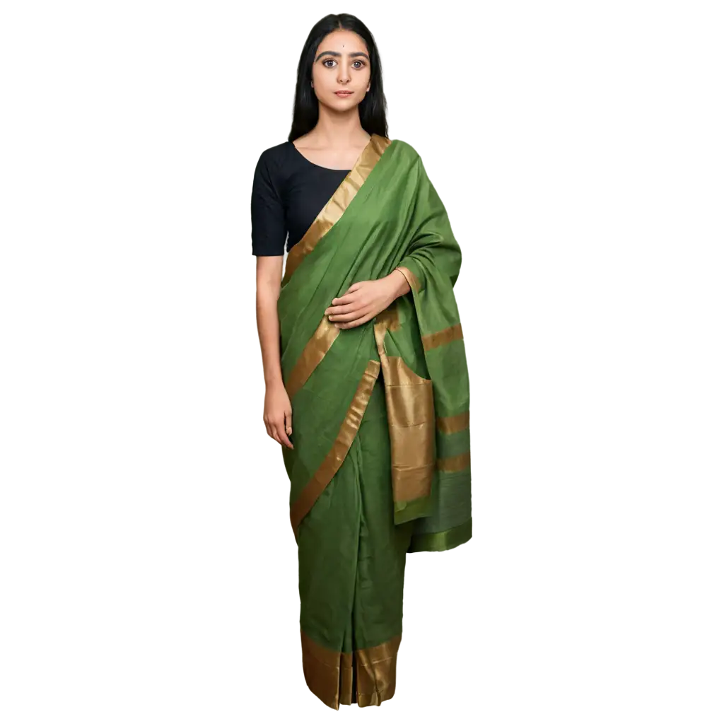 Beautiful-Girl-Wearing-Chanderi-Handloom-Saree-PNG-HighQuality-Image-for-Fashion-Cultural-Content