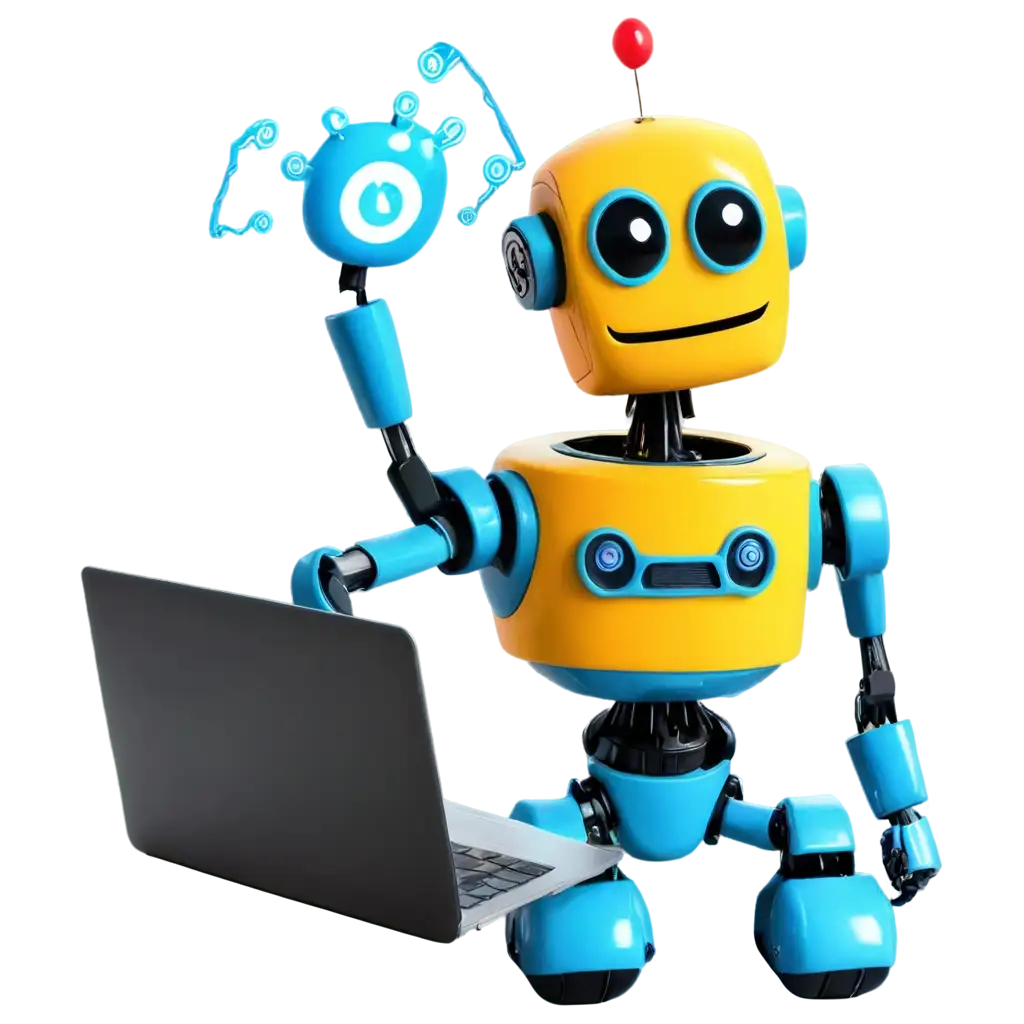 Funny-Robot-Coding-with-Half-Smiling-Face-HighQuality-PNG-Image-for-Creative-Use