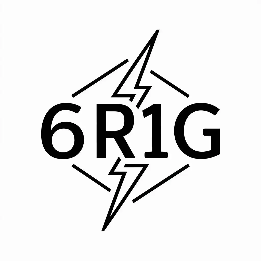 a vector logo design,with the text "6R1G", main symbol:lightning,complex,be used in Others industry,clear background