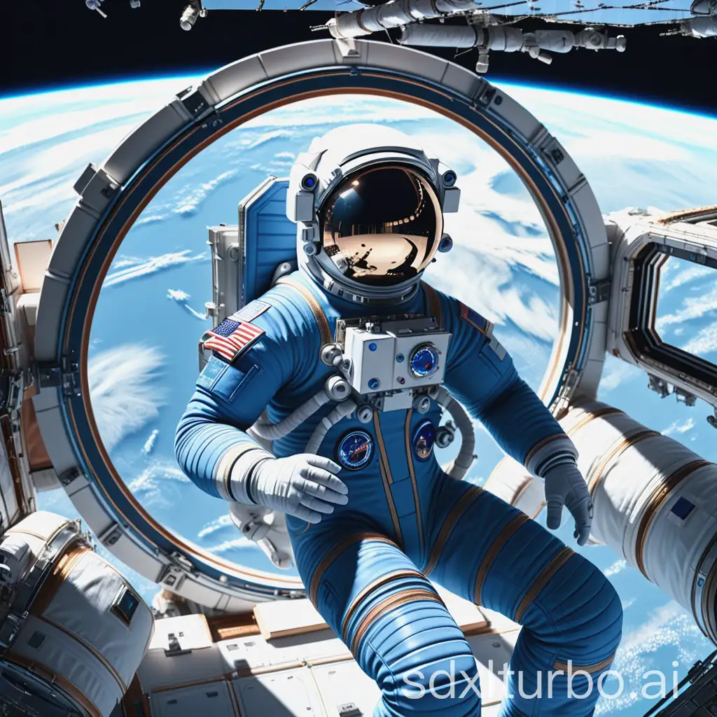 Astronaut-Floating-Inside-the-International-Space-Station-with-Earth-View