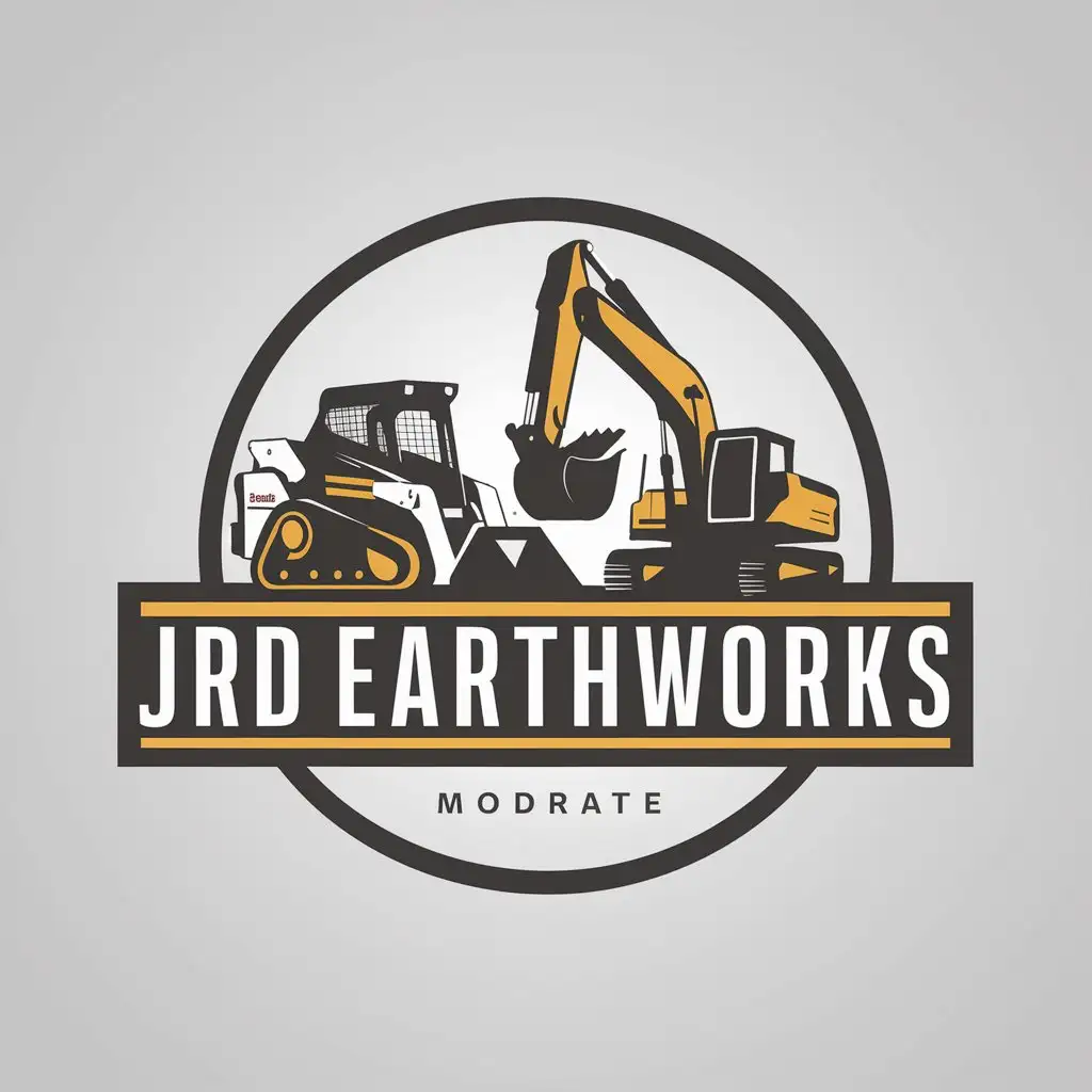 LOGO Design For JRD Earthworks Professional Vector Logo with Bobcat and Excavator