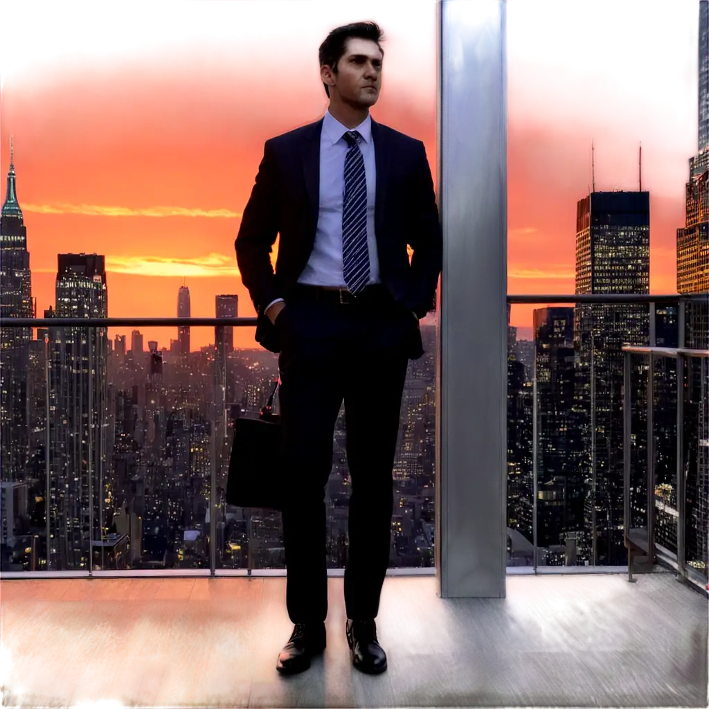 Manager-in-Office-Tower-at-Sunset-NYC-Stunning-PNG-Image-Capture