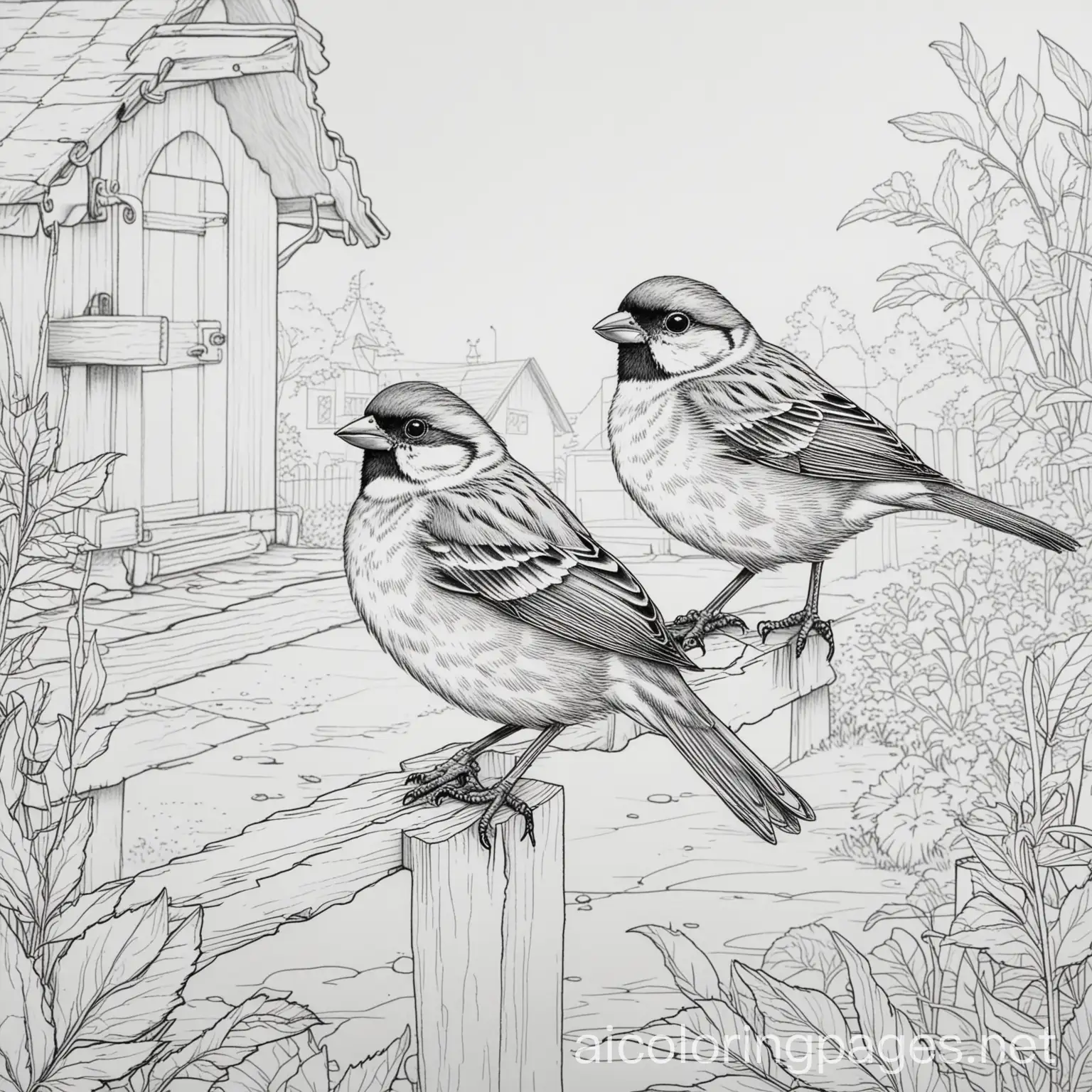 Sparrows-Coloring-Page-Black-and-White-Line-Art-for-Kids