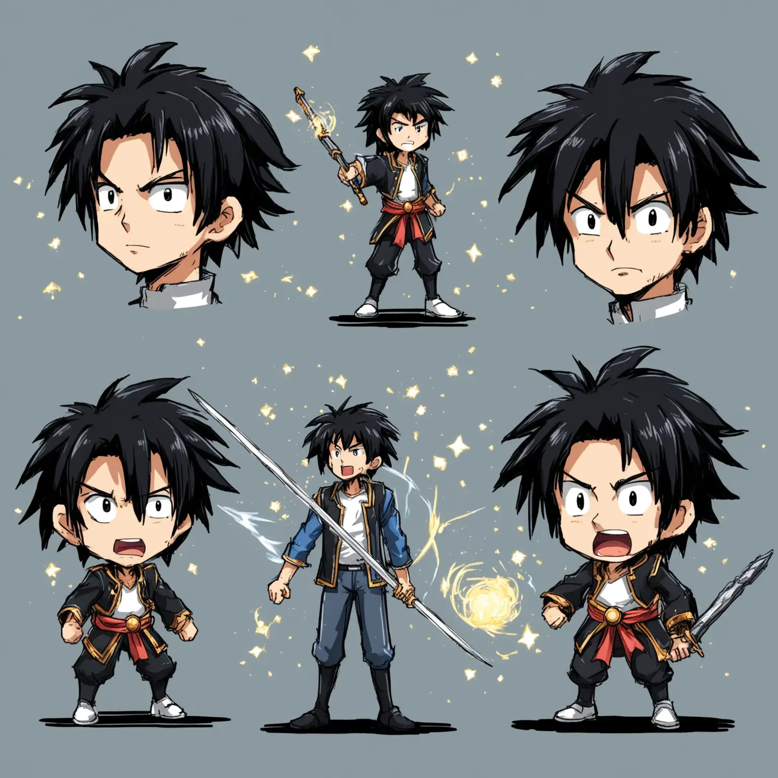 AnimeStyle-20YearOld-Guy-with-FullLength-Black-Hair-in-a-Magical-Battle-Setting